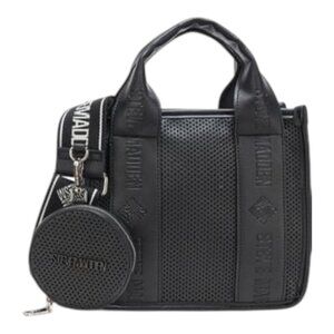 Steve Madden Bwebber Perforated Crossbody Satchel Bag in Black Edgy Everyday